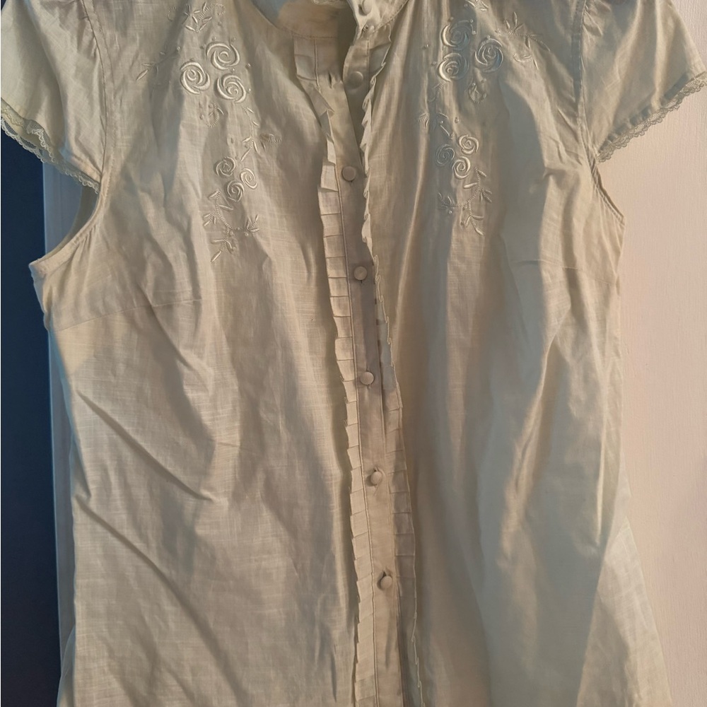 Merona Cream Cap Sleeve Button Down Shirt
